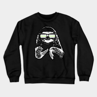 Pride Sloth Agender Flag Sunglasses Crewneck Sweatshirt